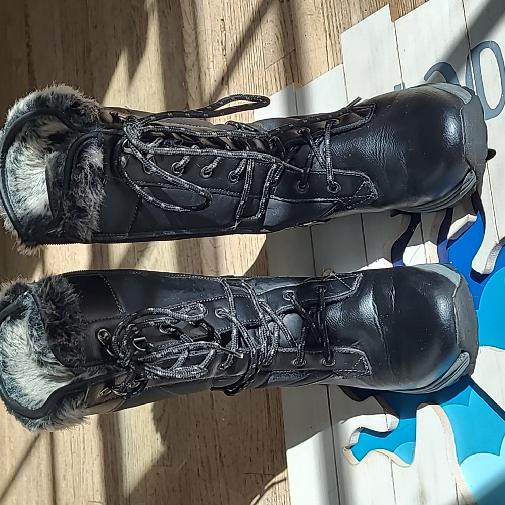 Sporto Black waterproof faux leather zip up boots